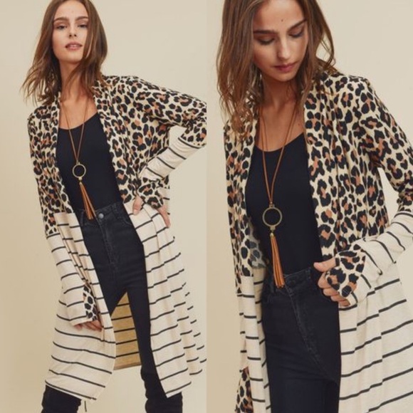 LEOPARD Color Block Knit Cardigan NWOT! - Picture 1 of 1